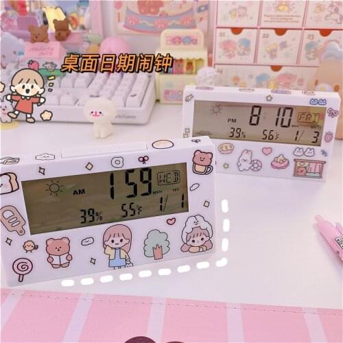 Cute Electronic Digital Temperature Humidity Meter Thermometer Hygrometer Indoor Outdoor Weather Station Clock