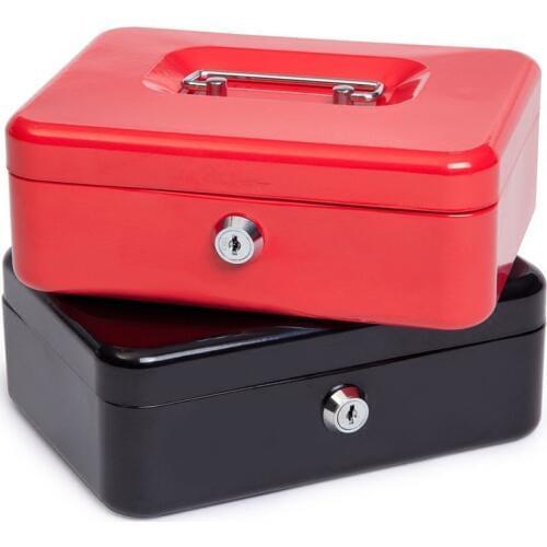 Home Organizador Mini Portable Steel Petty Lock Cash Safe Box For School Office Market With 2 Keys Lockable Coin Security Box L