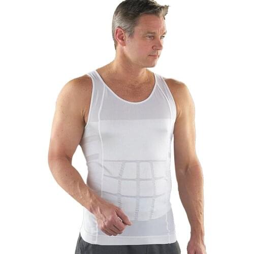 Mens Slimming Shaper Posture Corrector Compression T-shirts Tummy Control Body Building Fat Burnning Chest Corset