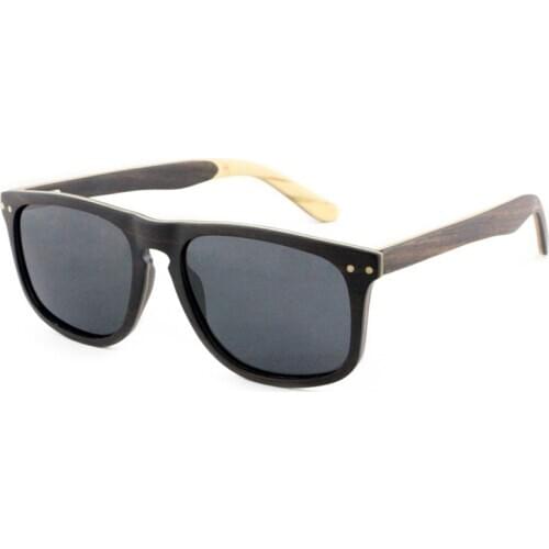 Dropshipping Luxury Vintage Uv Polarized Men Rectangle Real All Ebony Maple Wood Laminated Frame Sunglasses