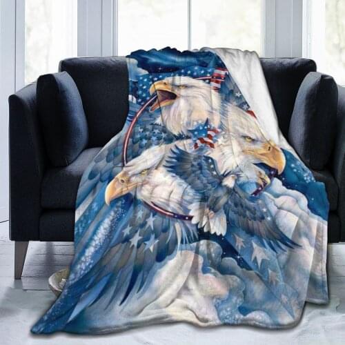 Eagle New fashion 3D printing plush blanket printing flannel bed linen soft blanket retro square picnic soft blanket