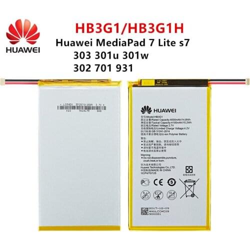 100% Orginal HB3G1/HB3G1H Battery 4000mAh For Huawei S7-303 S7-931 T1-701u S7-301w MediaPad 7 Lite s7-301u S7-302