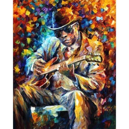 Hand painted Palette knife Oil painting Portrait john lee hooker canvas modern art for room decor