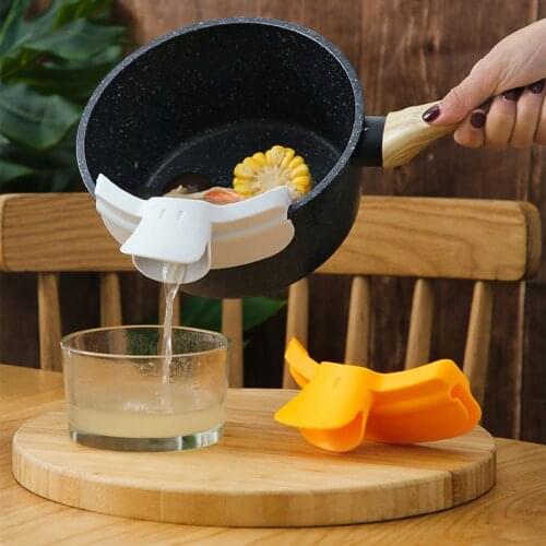 Anti Spill Silicone Soup Guide Nozzle Splash Scald Prevention Portable Discharge Spout Round Mouth Edge Deflector Kitchen Gadget