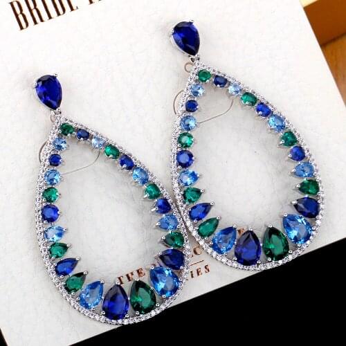 TIRIM Luxury Multi Color Cubic Zirconia Dangle Earrings for Women kolczyki сережки Bohemian Colorful Crystal серьги 2020 тренд