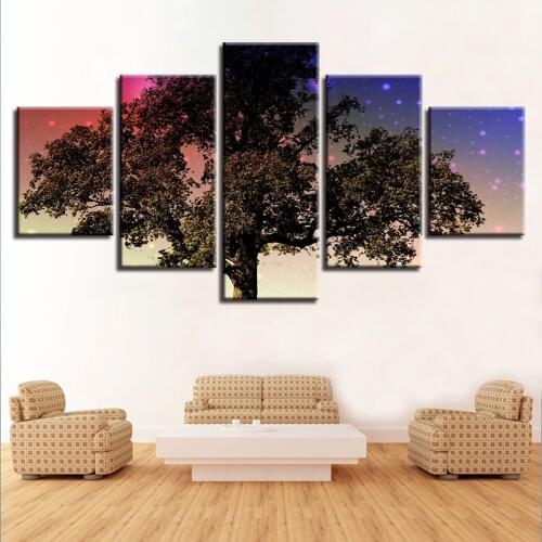 Home Decoration Canvas Painting 5 Pieces Tree Printed Wall Artwork Modular Modern Poster HD Pictures For Living Room Framework