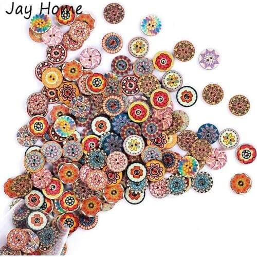 10/50Pcs Vintage Wooden Buttons 2Holes 15/20/25mm Sewing Buttons for Sewing Crafting Round Decorative Buttons DIY Sewing Crafts