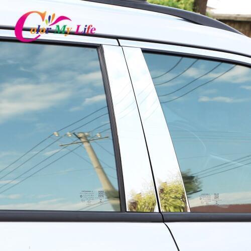 Color My Life 8Pcs/Set Car Window Post Door Middle Tail Pillar Protection Cover Trim Decor Strip Sticker for Jeep Compass 2017