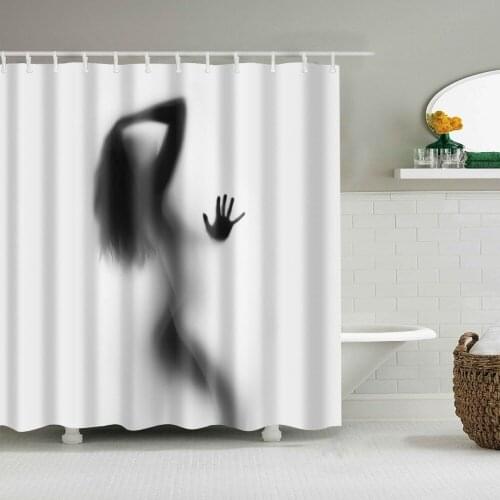 Women Shadow shower curtain Washable environmentally friendly shower curtain with plastic hook TZ160724