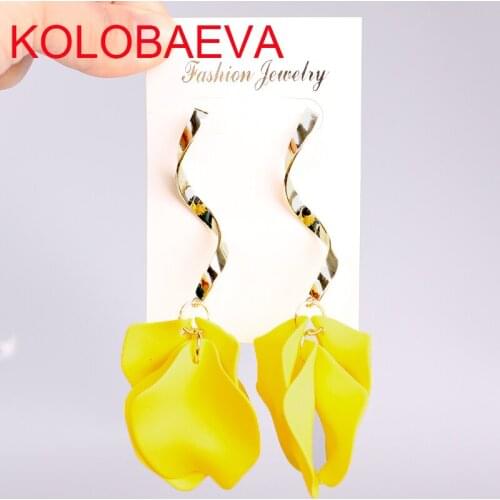 Long flower tassel earrings Jewelry drop women Korean earrings Designer bohemian gold fashion statement geometric earrings cc