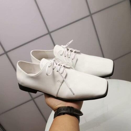 Brand 2021 Oxford Shoes Woman Genuine Leather Flat Shoes Quality Women Oxfords Fashion Buckles Woman Footwear Retro Women Famous