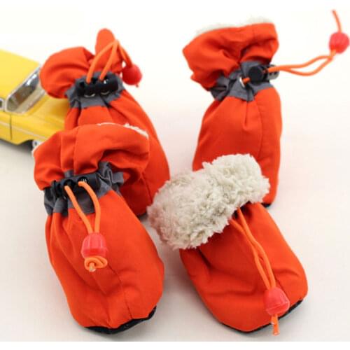 4Pcs/Set Pet Shoes Winter Dog Anti-Slip Rain Snow Boots Pets Soft Sole Shoes Comfortable Small Cats Puppy Dogs Socks Booties