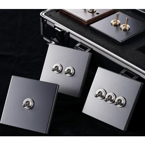 1-3 Gang 86 Type Wall Light Concealed Switch Stainless Steel Panel Retro Brass Toggle Switch 10A 220V