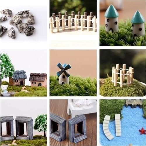 1 pcs straight stair fence bridge door Mini House Tree Craft Figurine Plant Pot Garden Ornament Miniature Fairy Garden Decor DIY