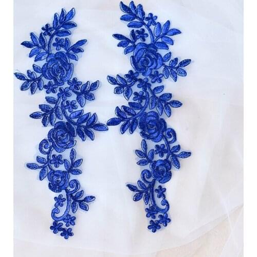 10 Pieces Lace Trim Sewing Dress Embellishments Craft Applique Embroidery Flower Lace Appliques Pink Ivory Black Sapphire