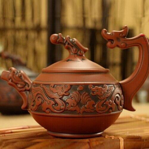 100% authentic Yixing teapot (hand-carved dragon heap) antique kung fu teapot, capacity 260 ml, free shipping