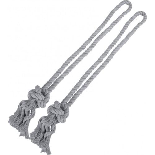 2Pcs Handmade Simple Cotton Weaving Ropes Holders Tassel Knot Curtain Tiebacks