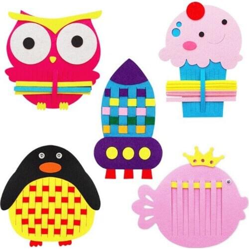 6 New Designs For Selection DIY Felt Package Cartoon Rocket Fish Ice cream Hat Owl Penguin Felt Children handmade Learning Felt