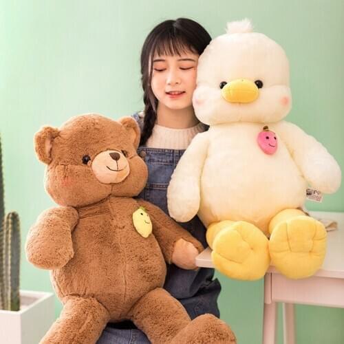 80cm/100cm High Quality Cute Duck Panda Teddy Bear Plush Toy Soft Stuffed Cartoon Animal Bear Doll Girlfriends Birthday Gift