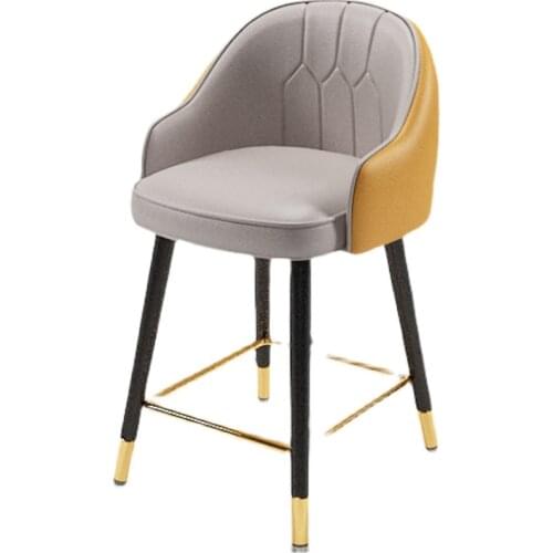 Velvet Bar Stools Home Nordic Iron High Stools Modern Backrest Chairs Cashier Bar Front Desk Bar Chairs