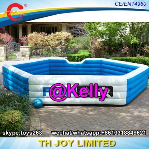 Free door shipping Blue and white Inflatable Gaga Ball Pit interactive Game for all ages, inflatable gaga ball pit for sale
