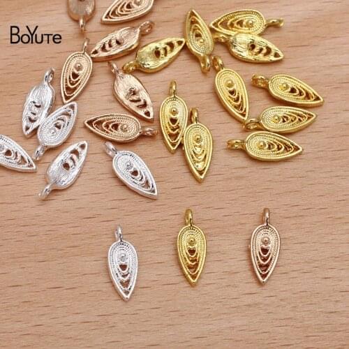 BoYuTe (200 Pieces/Lot) 5*13.5MM Metal Alloy Teardrop Charms Materials DIY Handmade Jewelry Findings Components