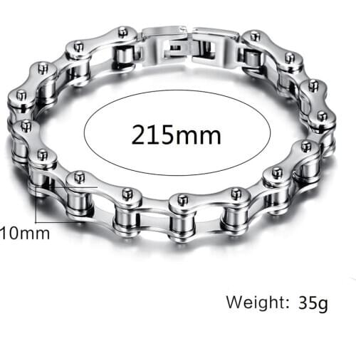 Hip hop punk stainless steel bracelet mens Bicycle Motorcycle Chain Bracelet 8.5 Inch rock rap essential