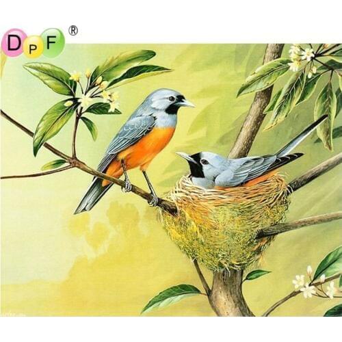 DPF Round Diamond Painting birds stay warm nest DIY Gift 5D full Diamond Embroidery Magic Cube Cross Stitch craft Mosaic Decor