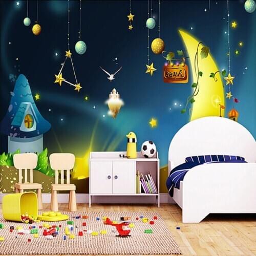 Dropship Custom Mural Non Woven Wallpaper Childrens Room Backdrop Murals Universe Star Bedroom Decoration Living Room Decor