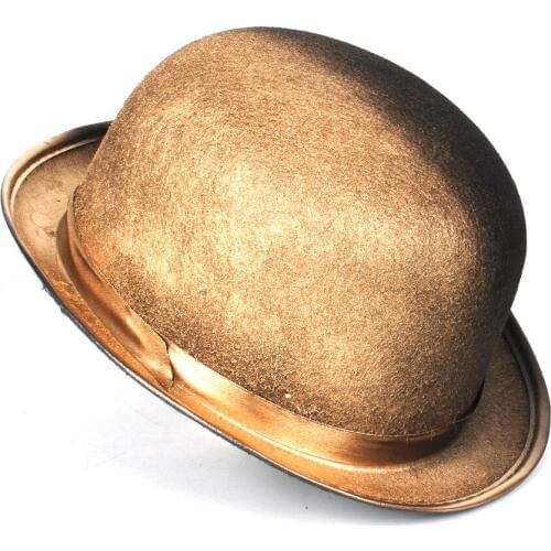 Women Men Gold Steampunk Bowler Hat Topper Top Hats Fedora Cosplay Magician Billycock Groom Hat Size 58CM