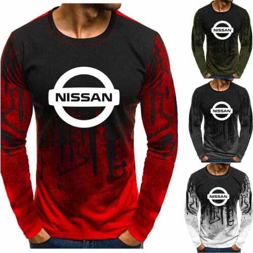 Gradient O neck pullover Sweatshirts Nissan Motors Car Logo Printed Casual Cotton Men Hoodies Hip Hop Harajuku Men Clothing