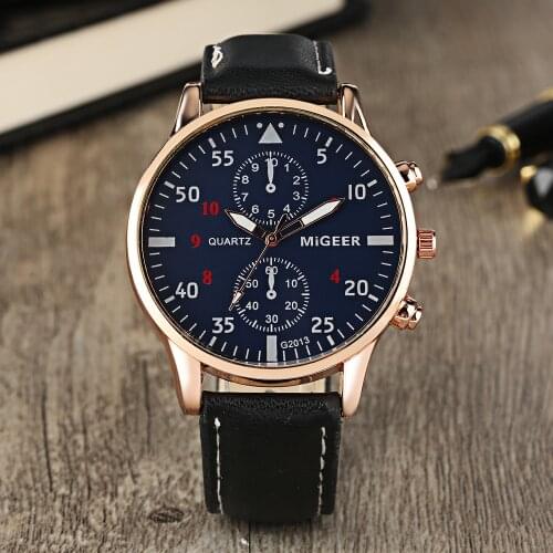 Exquisite Man Watch Gift Box Quartz Rose Gold Case Leather Watchband Pin Buckle Mens Wrist Chain Birthday Gifts Set for Dad Son