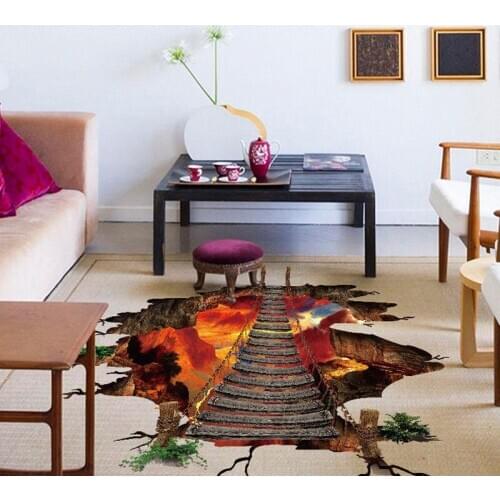 JX-LCLYL 3D Vinyl Removable Bridge Floor Wall Sticker Mural Decals Living Home Decor