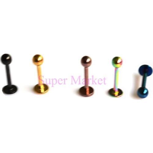 Lip Bar Labret Rings Stud Nail Vacuum Plating 316l ss 16G Plated Fashion Body Piercing Jewelry Ball Bars Free Shipping