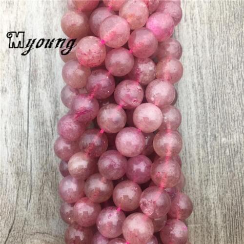 Strawberry Crystal Round Loose Stone Beads,Natural Stone Red Crystal Quartz Beads For DIY Jewelry MY1944