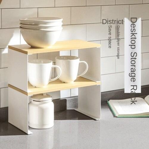 Kitchen Storage Racks Floor-standing Double-layer Japanese Seasoning Solid Wood Finishing Racks