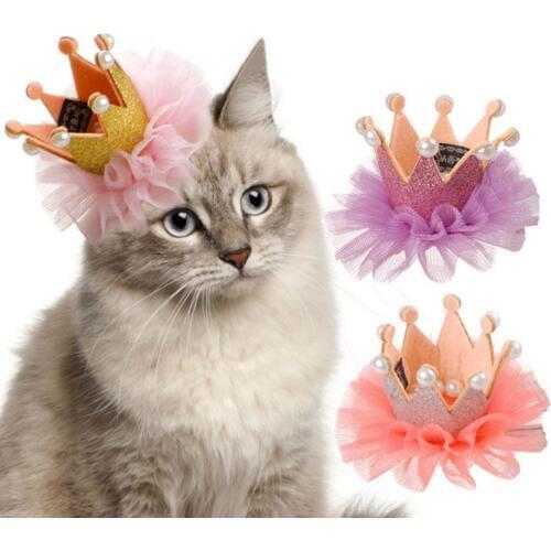 Cute Lace Princess Crown Dog Cat Pet Hair Clip Hairpins Kitten Puppy Photography Headdress Wedding Birthday Party Decoration C42
