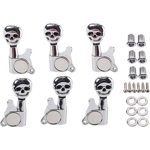 Set of (6) chrome Guitar String Tuning Pegs Tuners Machine Head Keys 3L3R Fit for Acoustic Guitar
