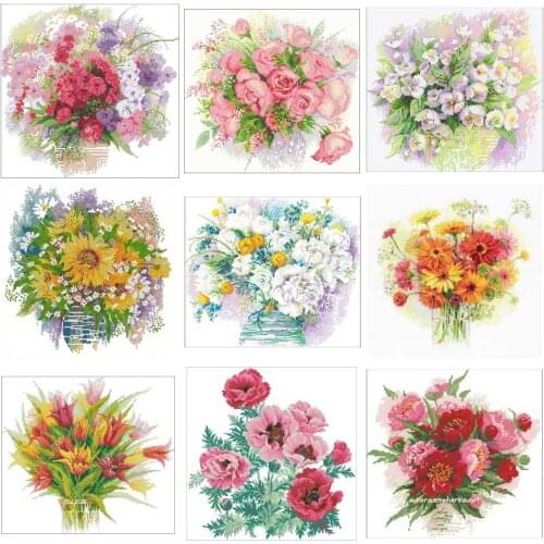 Riolis series flower patterns counted 11CT 14CT 18CT Cross Stitch Sets DIY Chinese Cross-stitch Kits Embroidery Needlework