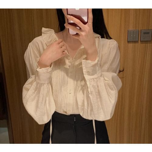 New Embroidery Lace Transparent Womens Blouses Summer Tops Femme Casual Women Shirt Long Sleeve Girls Blouse New Blusas