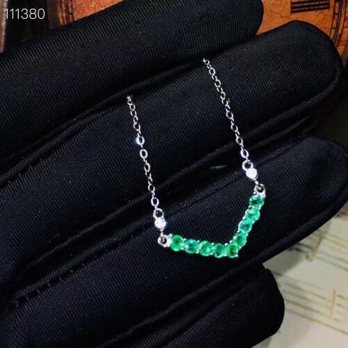Natural green emerald gem Necklace natural gemstone Pendant Necklace S925 silver grace Lovely triangle heart women party Jewelry