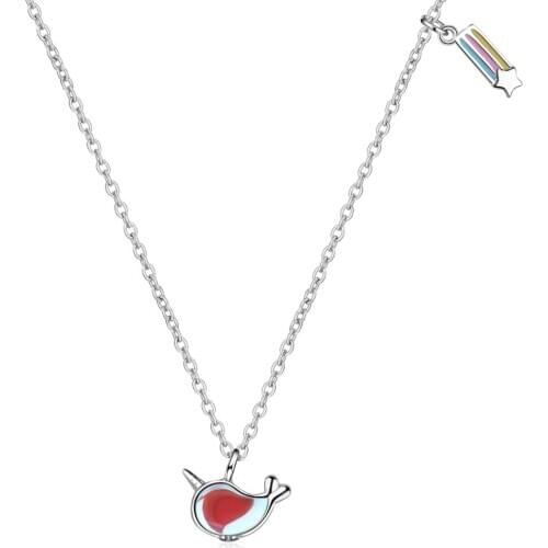 Cute Whale Animal Pendant Necklace For Women 925 Sterling Silver Clavicle Chain Dainty Rainbow Fashion Minimalist Jewelry