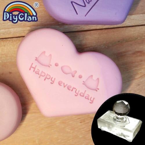 Cat And Fish Transparent Handmade Soap Stamp Mold Happy Everyday Clear Diy Natural Soap Stamp Custom Acrylic Chapters