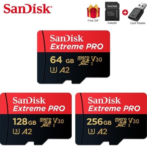100% Original SanDisk U3 Micro SD Card Class10 TF Card 64gb 128gb 256gb A2 memory card microSDHC TF 170MB/s for USB Card reader