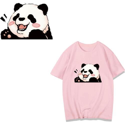 Cute Panda iron on patches for Clothing Heat Transfer Stickers on Clothes for Kids T-shirt DIY Applique Thermal Transfer Vinyl G