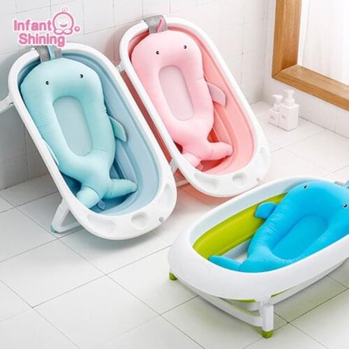Infant Shining Baby Shower Bath Tub Pad Non-Slip Bathtub Seat Baby Bath Support Newborn Bath Support Cushion Foldable Bath Nets