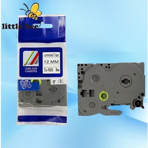 Compatible for TZ label tape tze tz tape TzeM31 tzM31 tze M31 12mm*8m black on matte clear Tze-M31 P-touch Ribbon label maker