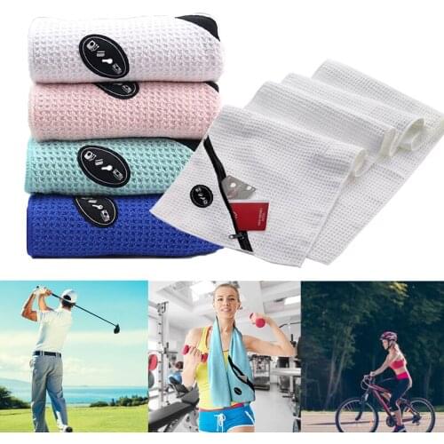 7 Colors Microfiber Sports Towel Outdoor Fitness Golf Towel with Zippered Pocket Yoga Running Towels