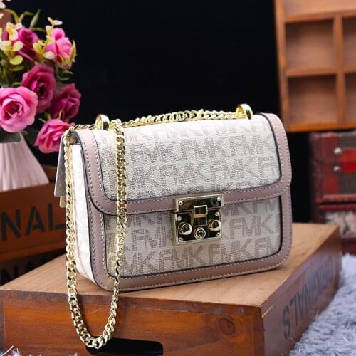 Genuine Leather Handbags 2021 New Fashion Printing All-match Shoulder Satchels Chain Small Square Bag Top Quality Luxury Brand