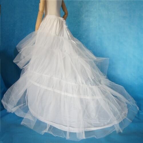 Plus Size 2 Hoops Ivory or White Wedding Gown Train Petticoat Crinolines Full Slips Underskirt